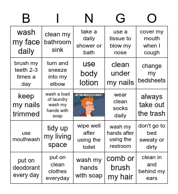 Hygiene Bingo Card