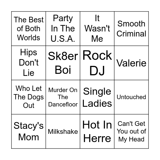 2000s Bingo Round 1 Bingo Card