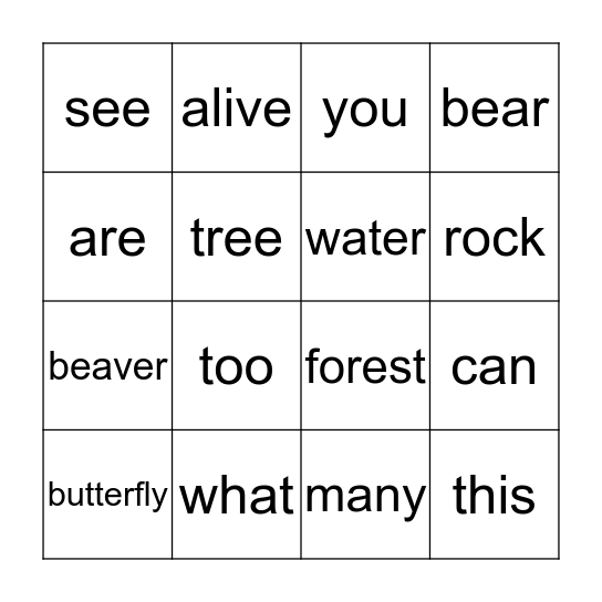 What Is In a Forest? Bingo Card