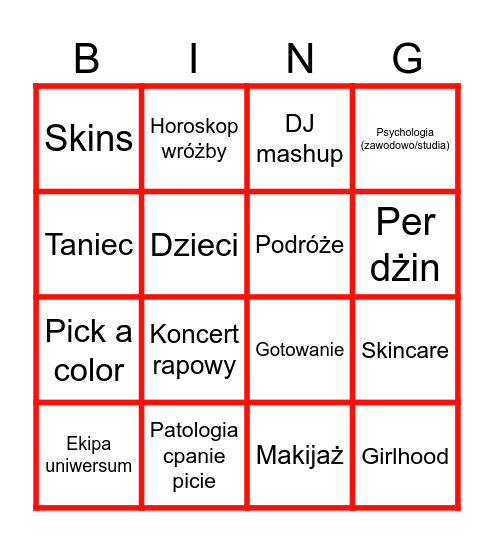 Untitled Bingo Card