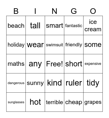 Back to School Bingo Card