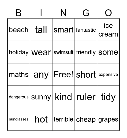 Back to School Bingo Card