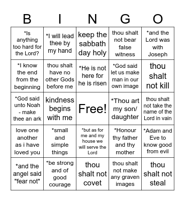 I'M TRYING TO BE LIKE JESUS Bingo Card
