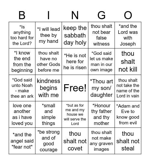 I'M TRYING TO BE LIKE JESUS Bingo Card