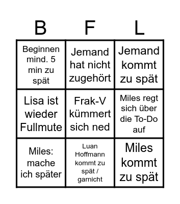 Leitungs Meeting BINGO Card
