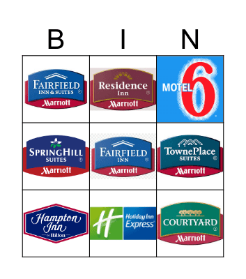 Hotels Bingo Card