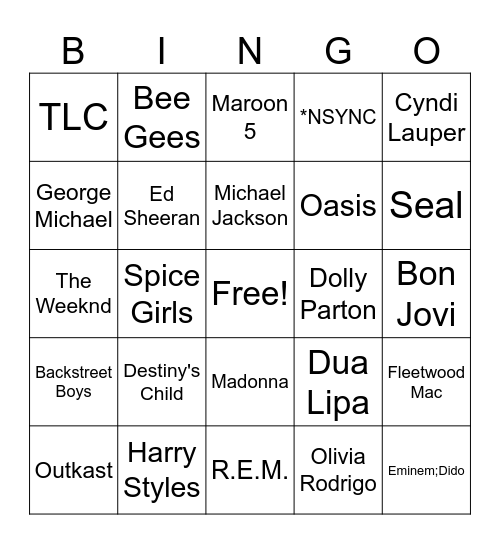 Bingo Bango Bongo Bingo Card