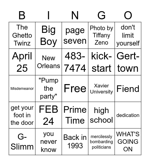 BINGO Card