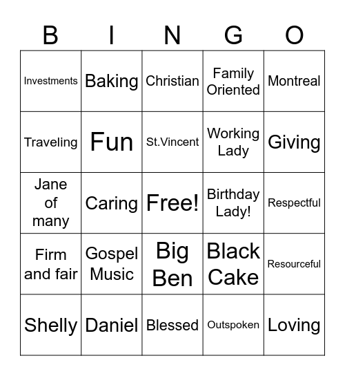 Birthday Bingo Card