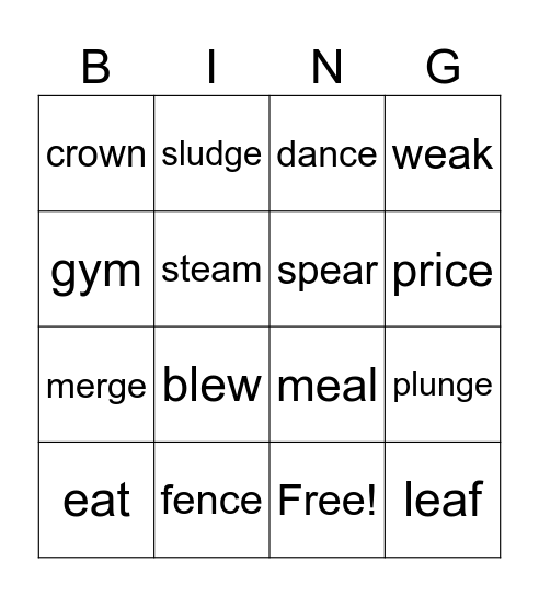 Sonday L34 Bingo Card