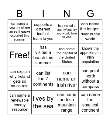 Find someone who... Bingo Card