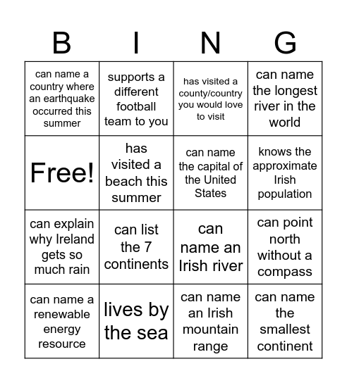 Find someone who... Bingo Card