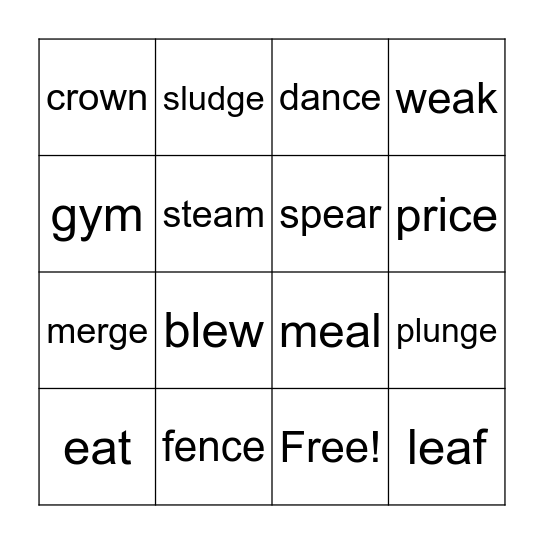 Sonday L34 Bingo Card