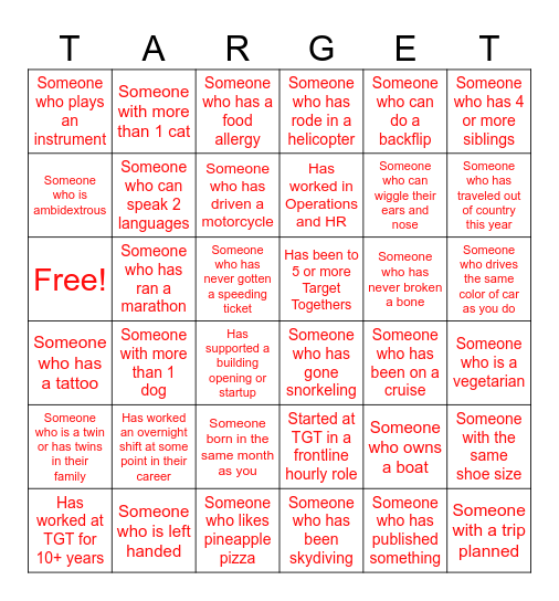 GTKY East Region Bingo Card