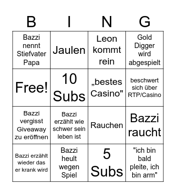 Bazzi Bingo Card