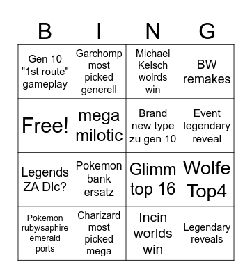Pokemon Bingo Card