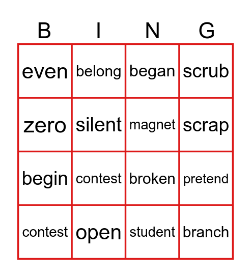 Lincoln's BINGO Card