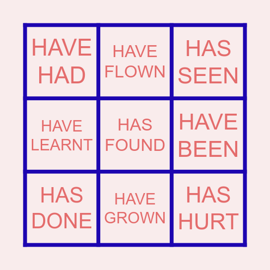 PRESENT PERFECT BINGO Card