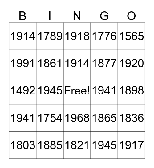 CCE CYCLE 3 HISTORY Bingo Card