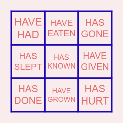 PRESENT PERFECT BINGO Card