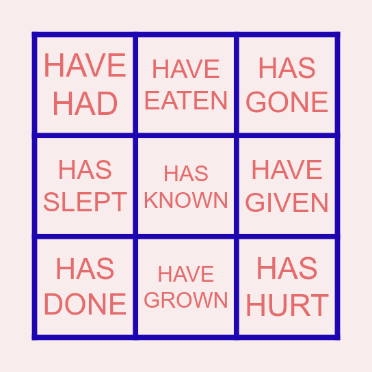 PRESENT PERFECT BINGO Card