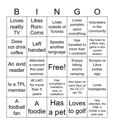 Staff Planning Days Bingo Card