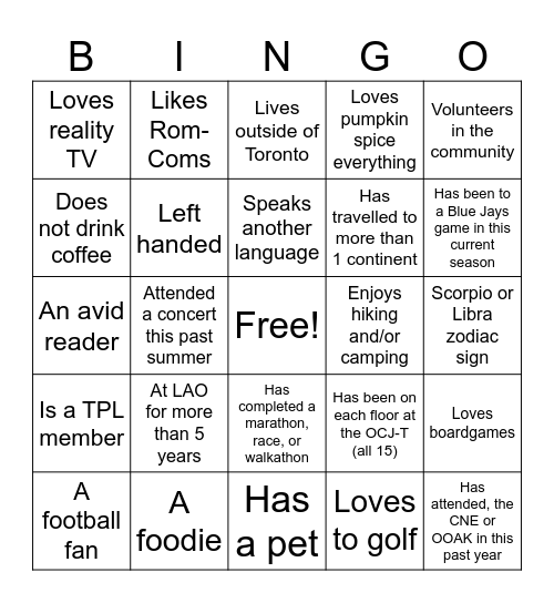 Staff Planning Days Bingo Card