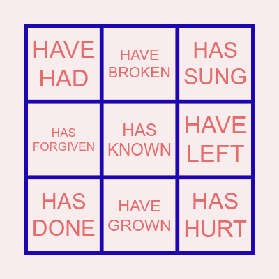 PRESENT PERFECT BINGO Card