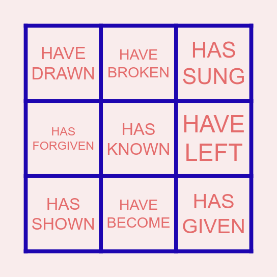 PRESENT PERFECT BINGO Card