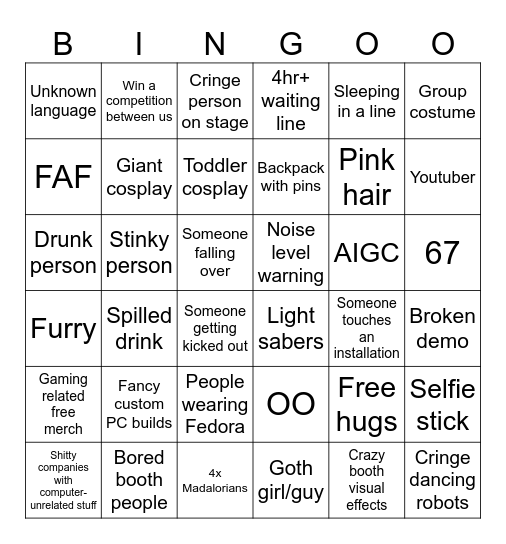 Gamescom Bingo Card