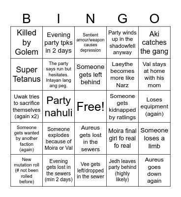 Teenage Mutant Ninja Ratlings Bingo Card