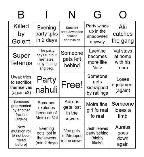 Teenage Mutant Ninja Ratlings Bingo Card