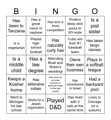 Bringo! (Brad&Robin Bingo) Bingo Card