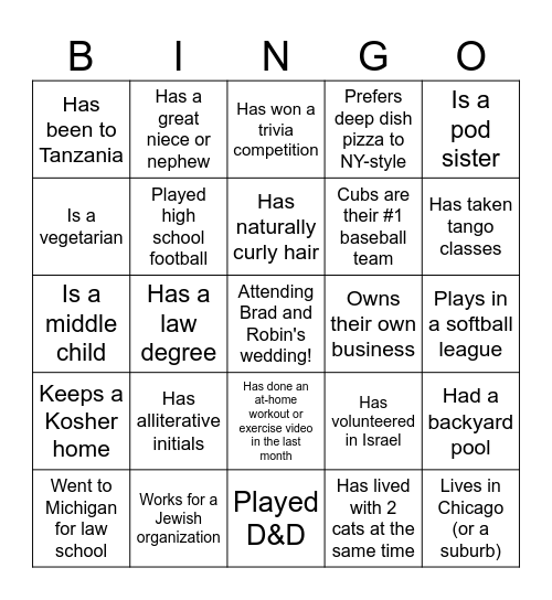 Bringo! (Brad&Robin Bingo) Bingo Card