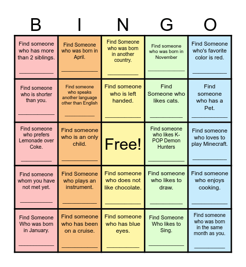 Find Someone Who... Bingo Card