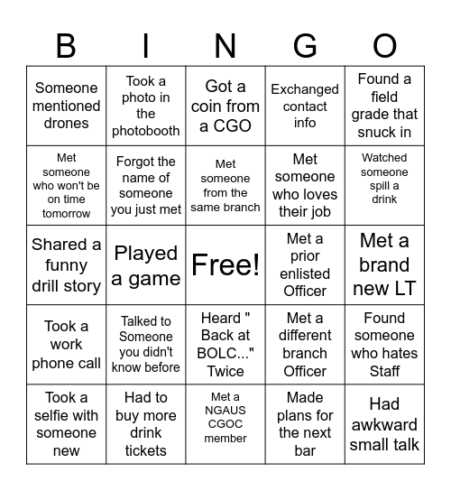 NGAUS CGO Mixer Bingo Card
