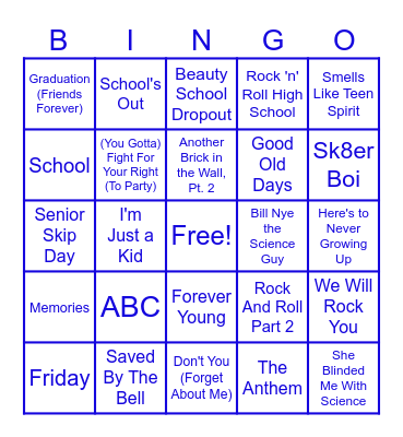 Teenage Dirtbags UNITE!! Bingo Card