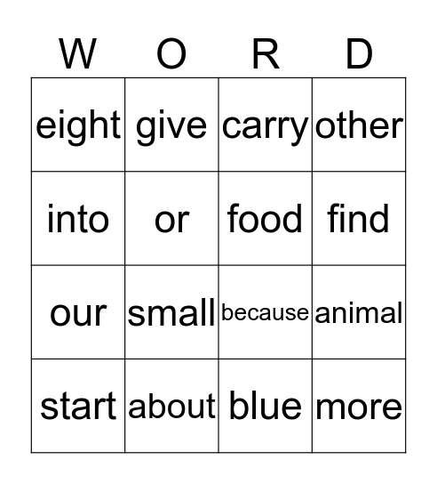 Sight Words Unit 4, week 1,2,3 partial Bingo Card