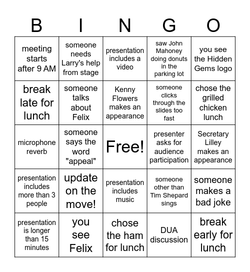 Hidden Gems of DES Bingo Card