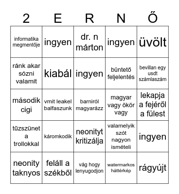 emőke bingó Bingo Card
