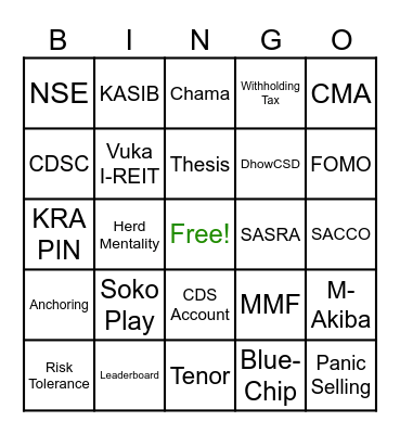 YOUNG INVESTOR'S CHALLENGE BINGO Card
