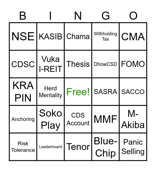 YOUNG INVESTOR'S CHALLENGE BINGO Card