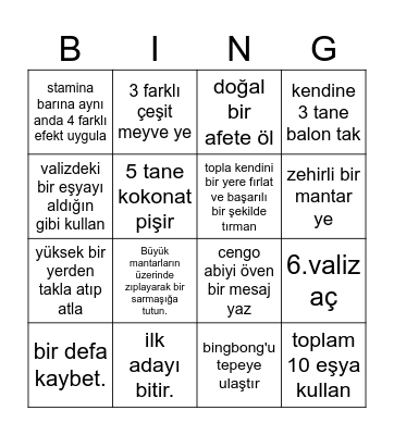 Peak Bingo Card