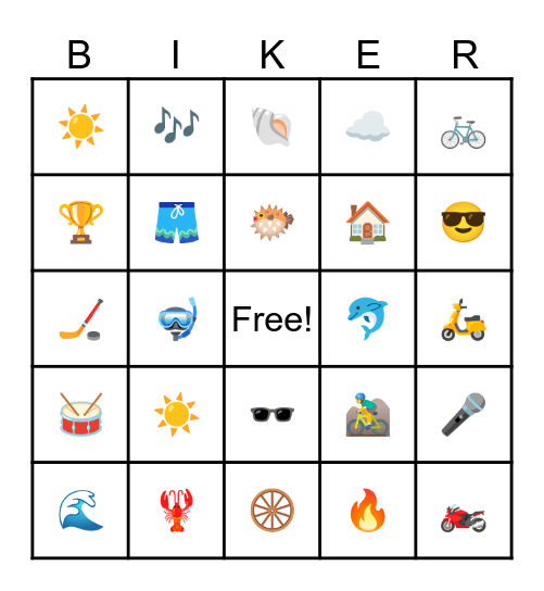 Bikers vs. Surfers Bingo Card