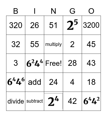 Math MInute 8.3 Bingo Card