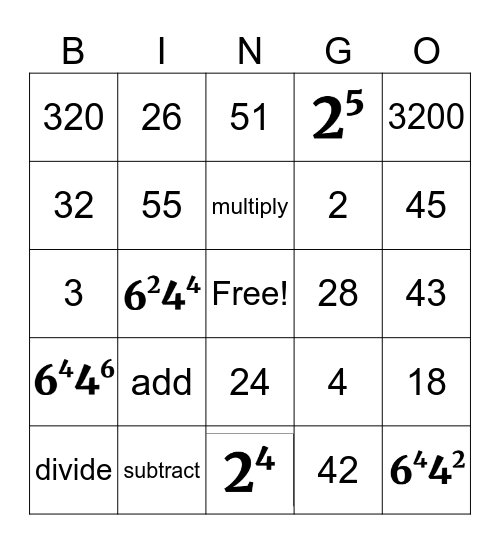 Math MInute 8.3 Bingo Card