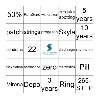 Birth Control Bingo Card