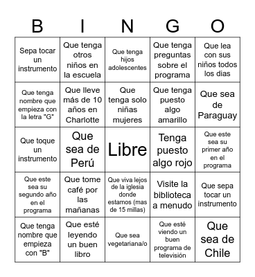 Busca a alguien que: Bingo Card