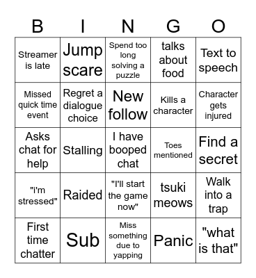 ScaredyChlo's Bingo! (post in discord) Bingo Card