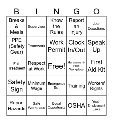 Operations: Workplace Ready Bingo Card